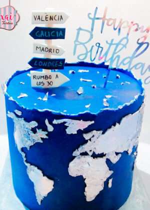 Tarta viajes - sin fondant