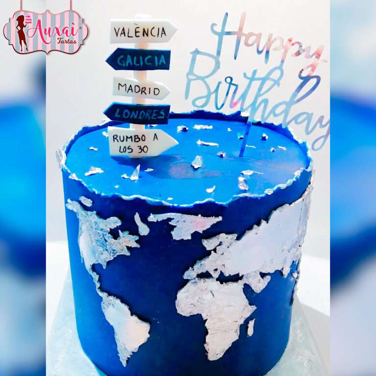Tarta de viajes sin fondant